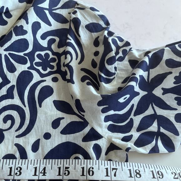 Zara Navy White Damask Print A-Line Long Sleeve Midi Shirt Dress Size Small - Picture 6 of 7